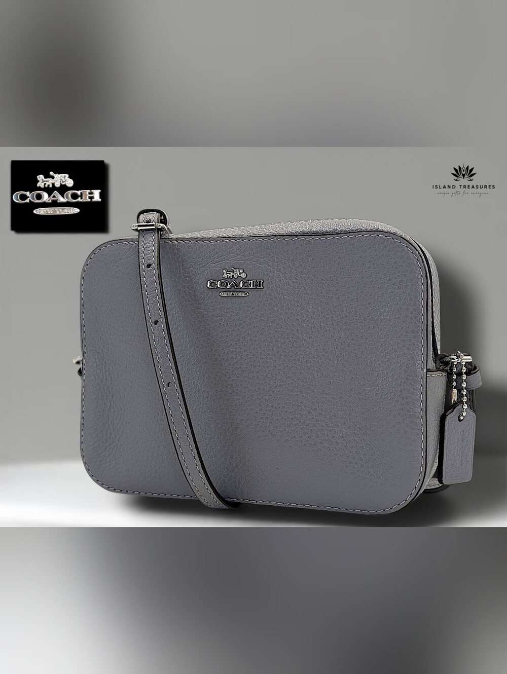 Coach New York Mini Camera Bag 87734 Grey Pebbled Leather Crossbody Purse